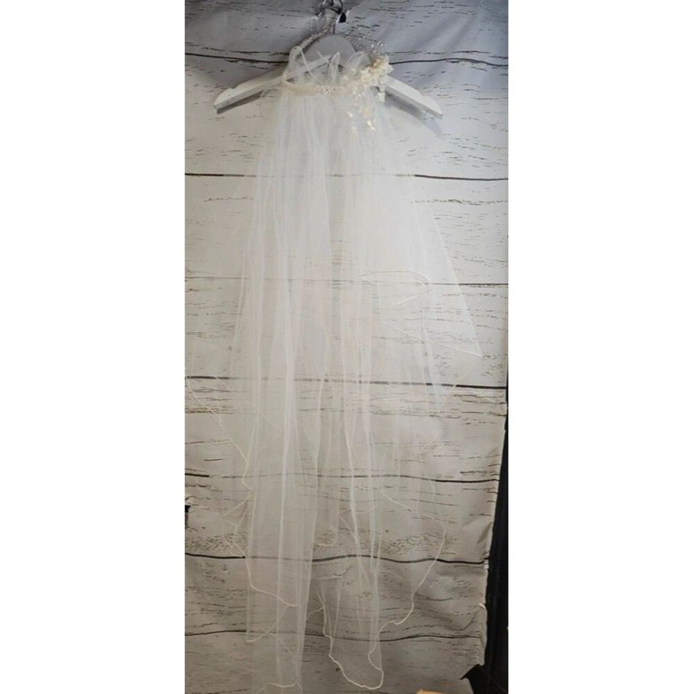 Vintage Bridal Veil Pearl Halo Lily of the Valley Floral Wedding Headpiece